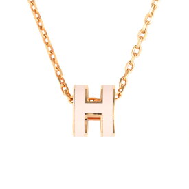 【美品】HERMES ポップアッシュ ミニ ペンダント ネックレス メタル ラッカー ピンク ローズゴールド ブランドアクセサリー 5442656MM【中古】