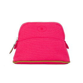 【未使用品】HERMES エルメス ボリード ポーチ ミニミニ ハイビスカス ピンク シルバー金具 コットン キャンバス ブランド小物 5s44120MQ【中古】