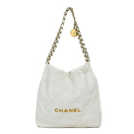 【美品】CHANEL シャネル22 スモール チェーンショルダーバッグ AS3260 シャイニーカーフスキン ホワイト ゴールド金具 ポーチ付き ブランドバッグ 5s50145JC3【中古】