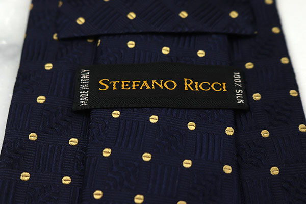 ステファノリッチ STEFANO RICCI イタリア高級ブランド ドット柄 チェック柄 イタリア製 メンズ ネクタイ ネイビー 紺 送料無料  【中古】【美品】 | 大特価屋