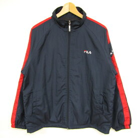 フィラ ブルゾン ジャケット 裏ボア ウィンドブレーカー スポーツウエア アウター メンズ Mサイズ ネイビー FILA 【中古】