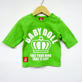ベビードール 半袖Tシャツ ロゴT 肩スナップ ベビー 男の子用 80サイズ グリーン BABYDOLL 【中古】