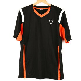 【4/20 11:00から 50%OFFクーポン】ナイキ 半袖Tシャツ フィットドライ メッシュ スポーツウエア メンズ Mサイズ ブラック×オレンジ NIKE 【中古】