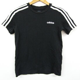 アディダス 半袖Tシャツ 袖ライン スポーツウエア キッズ 男の子用 140サイズ ブラック adidas 【中古】