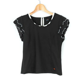 【4/20 11:00から 50%OFFクーポン】エレッセ 半袖Tシャツ フリル袖 スポーツウエア レディース Sサイズ ブラック ellesse 【中古】