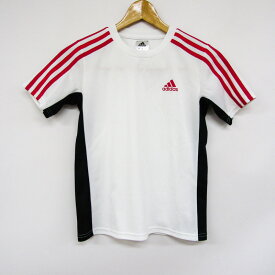 アディダス 半袖Tシャツ 袖ライン スポーツウエア キッズ 男の子用 140サイズ ホワイト adidas 【中古】