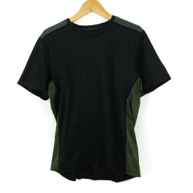 【4/20 11:00から 50%OFFクーポン】ナイキ 半袖Tシャツ ロゴT スポーツウエア コットンドライフィット メンズ Mサイズ ブラック×カーキ NIKE 【中古】