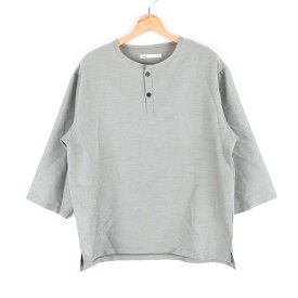イッカ 半袖Tシャツ トップス カットソー フロントボタン オーバーサイズ メンズ Mサイズ カーキ ikka 【中古】