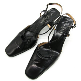 トラサルディ パンプス スクエアトゥ ブランド 靴 シューズ 日本製 黒 レディース 24サイズ ブラック TRUSSARDI 【中古】