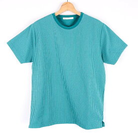 イッカ 半袖Tシャツ トップス カットソー ストライプ メンズ Mサイズ グリーン ikka 【中古】