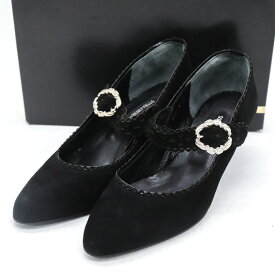 ストロベリーフィールズ パンプス 本革 レザー ブランド 靴 シューズ 日本製 黒 レディース 24サイズ ブラック STRAWBERRYFIELDS 【中古】