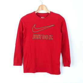 ナイキ 長袖Tシャツ ロゴT スポーツウエア JUST DO IT キッズ 男の子用 Mサイズ レッド NIKE 【中古】