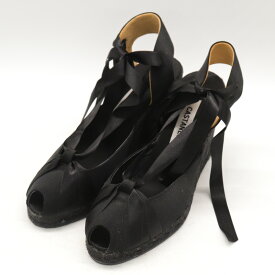カスタニエール サンダル リボンストラップ ブランド 靴 シューズ スペイン製 黒 レディース 37サイズ ブラック CASTANER 【中古】