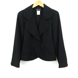 アニエスベー テーラードジャケット アウター スーツ ウール レディース 2サイズ ブラック agnes b. 【中古】
