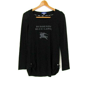 バーバリーロンドンブルーレーベル 長袖Tシャツ トップス ロゴT ウール レディース 38サイズ 黒 BURBERRY LONDON BLUE LABEL 【中古】