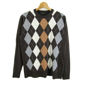 アルチザン ニット セーター 長袖 ウール100% ブランド トップス メンズ Mサイズ ブラウン×ベージュ ARTISAN 【中古】