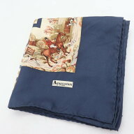 アクアスキュータム スカーフ ブランド チェック柄 シルク レディース ネイビー Aquascutum 【中古】