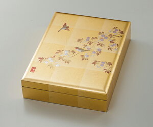 【金箔 箔一】花見鳥 手許箱(B5サイズ)