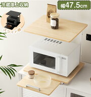 【クーポン利用で3999円】キッチンラック 冷蔵庫上収納 カウンター上対応 耐熱 可動棚 スライド式 幅47.5…