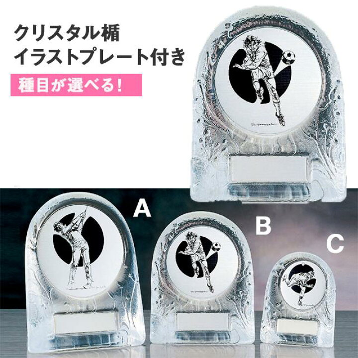 楽天市場 表彰盾 クリスタル楯イラストプレート付 高さ150mm Ycz2954 B 文字彫刻無料 S So8 トロフィーの王様ダイワ徽章