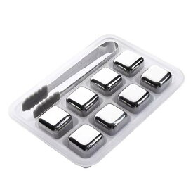 ステンレスの氷 8個入り　溶けない 薄まらない くり返し使える アイスキューブ