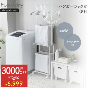 ★3000円OFF★大容量なハンガーラック付きのランドリーワゴン|2段 持ち運び ワゴン 洗濯かご おしゃれ 大容量 北欧 シンプル 洗濯物入れ ランドリーバッグ カゴ 脱衣所 一人暮らし フック ハ