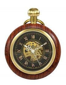 全国送料無料　木製 ウッド懐中時計 アンティーク 手巻き レトロ 機械式