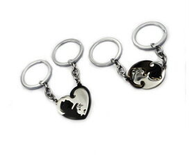 猫 キーホルダー ペア カップル キーリング ネコちゃん ステンレス製 プレゼント ペアリング お揃い セット 送料無料