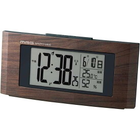 MAG 目覚まし時計 電波 デジタル ウッドライン バックライト スヌーズ機能付き 木目調 ブラウン T-743BR-Z 置き時計 置時計