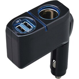セイワ SEIWA 1DC+2USBダイレクトソケット F274 ブラック 最大72W USB2.4A ソケット 2口ソケット ダイレクトプラグ USBポート 車載用電源