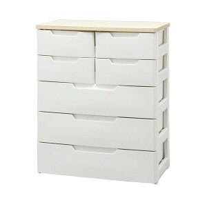 【メーカー欠品6月中旬以降】アイリスオーヤマ チェスト ラクラク引出し 木天板 5段 (3段+小引き出し2段) 幅72×奥行40.5×高さ93cm ホワイト MU-7234