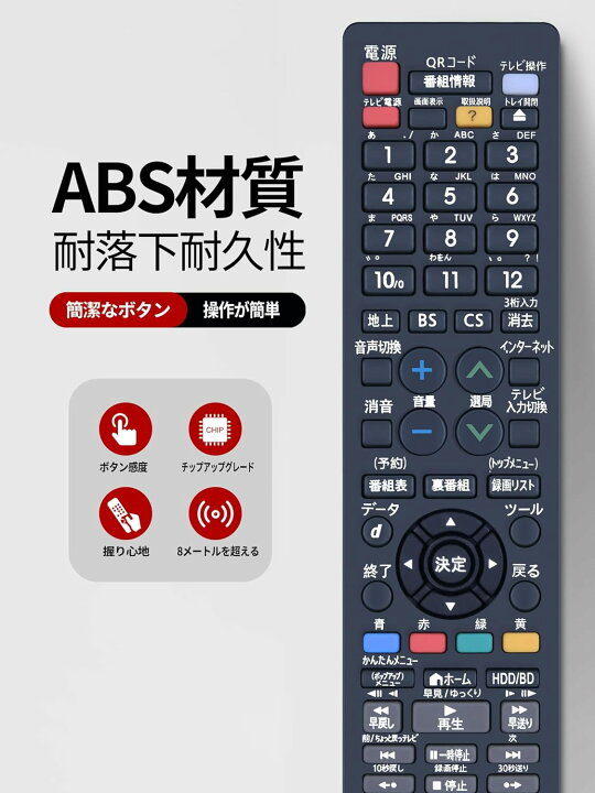楽天市場】ブルーレイレコーダーリモコン RRMCGB265WJPA GB265PA for 
