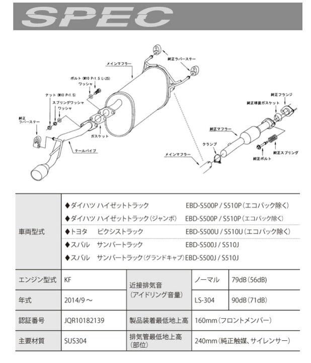 楽天市場】ハイゼットトラックジャンボ マフラー S500P S510P H26/9-R3 