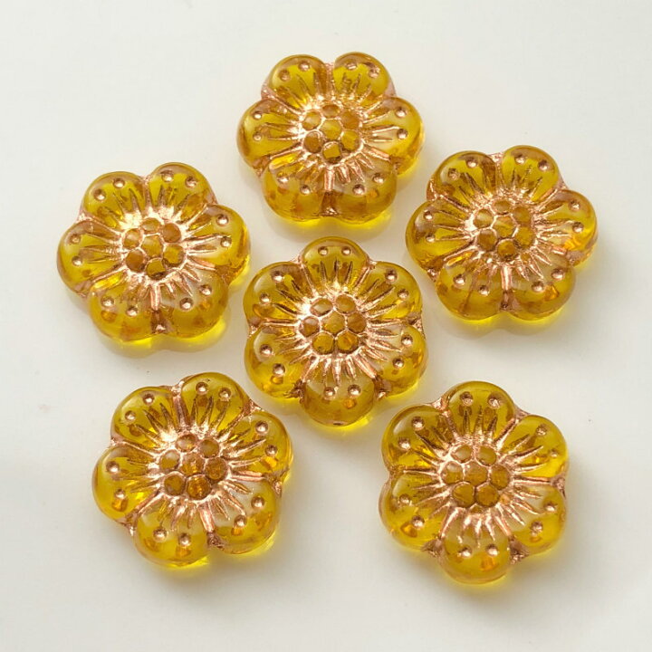 楽天市場 チェコ ビーズ デザイン フラワー トパーズ 約14mm 6個 フラワー アネモネ 花 ピアス イヤリング ブレスレット パーツ ハンドメイド 材料 素材 ビーズ パーツ通販デイジービーズ