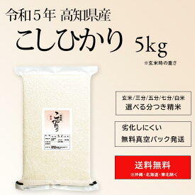 令和5年産 高知県産 東洋町 コシヒカリ 米 5kg(玄米時重量) 送料無料お米 分つき米 玄米