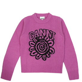 【ポイント5倍 4/24 20時スタート】ガニー GANNI ニット セーター ロゴニット レディース Graphic O-neck Pullover Flower【K2089】