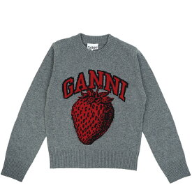 【ポイント5倍 4/24 20時スタート】ガニー GANNI ニット セーター ロゴニット レディース Graphic O-neck Pullover Strawberry【K2090】