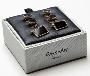 FORMAL@tH[}JtX&X^bh{^̃ZbgIjLXp^XNEFA[S[hONYX_ART LONDON SC_05 ONYX GOLD PLATED DRESS Cufflinks on Chain RECT. & 4 studds in gift boxEE