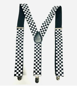 �� �T�X�y���_�[ 35mm Y�^ �V���o�[�N���b�vStylex PartyGingham check Heavy Duty Suspender Elastic Durable Adjustable Trouser Braces Handmade UK
