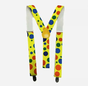 �� �T�X�y���_�[ 35mm Y�^ �V���o�[�N���b�v Stylex Party��Heavy Duty Suspender Elastic Durable Adjustable CLOWN SPOTS Trouser Braces Handmade UK���W���[�N�̂̂킩��l�̂��߂̃T�X�y���_�[