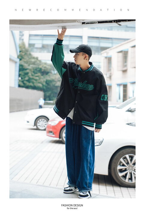 楽天市場 スタジャン メンズ ビッグシルエット アウター 秋 冬 韓国 ストリート ファッション ブルゾン ジャケット あったかい おしゃれ オルチャンファッション 韓国服 スポーツ 韓国ファッション Shoowtime