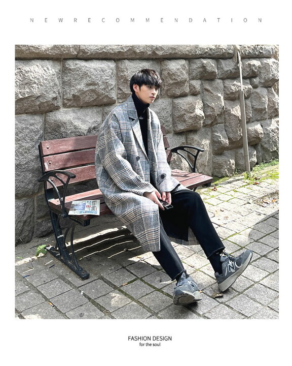 楽天市場 韓国 ファッション 冬 メンズ アウター コート グレンチェック カジュアル 中綿 ロングコート チェスターコート ストリート おしゃれ オルチャンファッション 韓国服 韓国ファッション Shoowtime