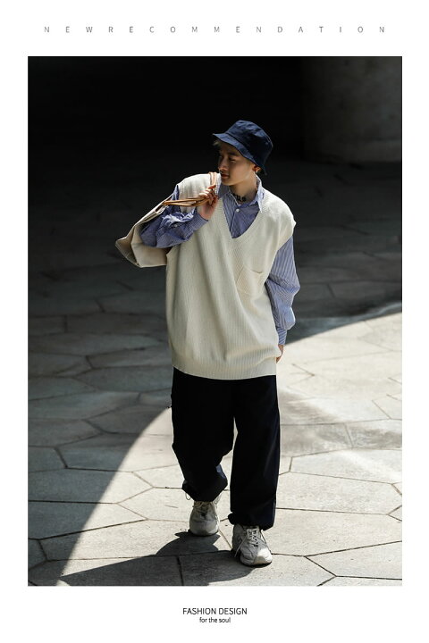 楽天市場 オーバーサイズ ニットベスト 韓国 ファッション メンズ Vネック ビッグシルエット トップス スクールコーデ おしゃれ オルチャンファッション 韓国服 デイリーコーデ トレンド 流行り 韓国ファッション Shoowtime