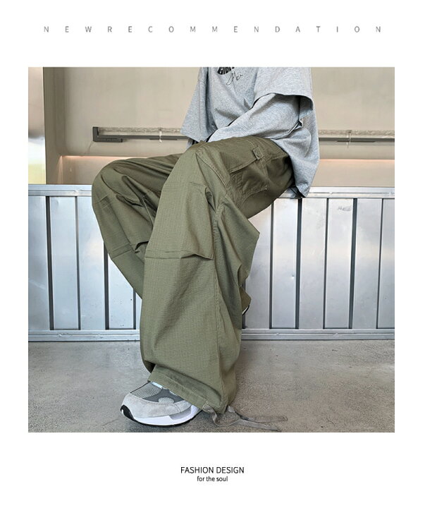 楽天市場】カーゴパンツ メンズ ゆったり 太め ワイドパンツ 