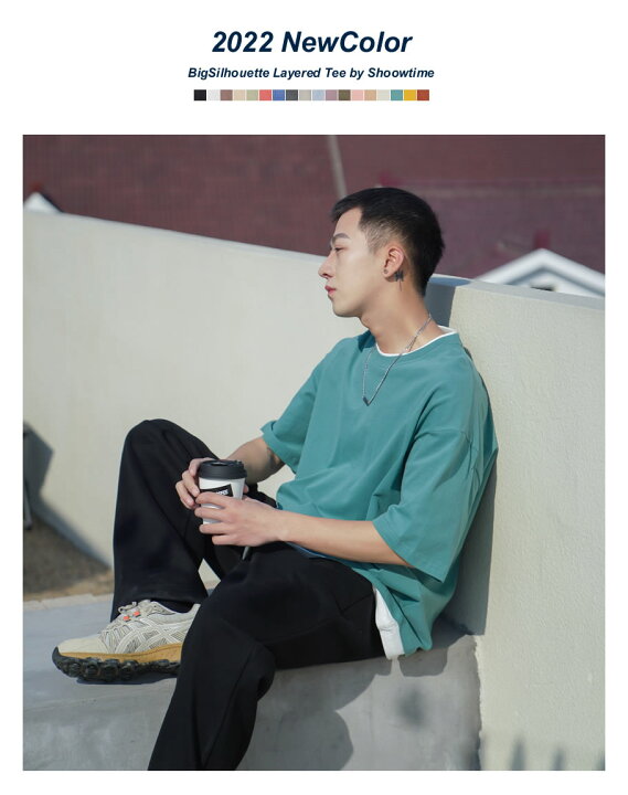 楽天市場 月間ランキング受賞 今だけクーポン利用で00円 メール便送料無料 Tシャツ メンズ レイヤード 韓国 ファッション ビッグシルエット 半袖 無地 おしゃれ ビッグtシャツ オルチャンファッション 綿100 コットン 韓国服 おうちコーデ ニュートラルカラー