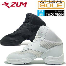ダンス スニーカー ダンススニーカー ハイカット ダンスシューズ 白 黒 チアリーディング チアダンス ジャズシューズ レディース メンズ キッズ ヒップホップ ジャズダンス ズンバ フィットネス ブラック ホワイト ZUM スム ZDS550【RSL】
