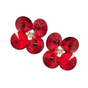【新入荷】PINK ピアス P-672 赤 社交ダンス アクセサリー パーティーに おすすめ スワロフスキー ストーン 光を浴びて 輝きを増す