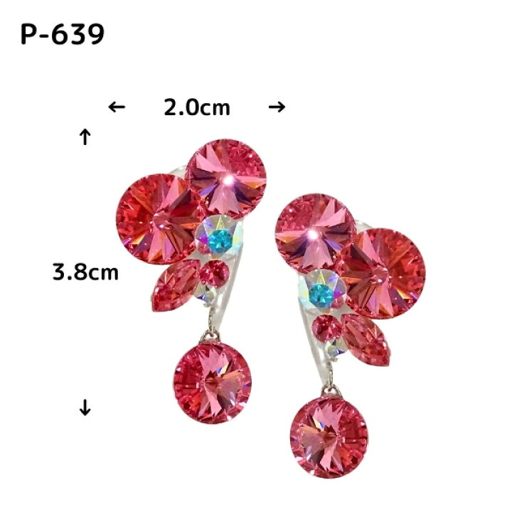 楽天市場】PINK イヤリング P-639 ピンク 社交ダンス アクセサリー 