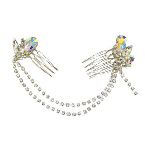 PINK ヘアコーム P-010 オーロラ クリスタル ダイヤレーン 社交ダンス 競技 デモ パーティー アクセサリー マシンカット 髪飾り ヘアアクセサリー 送料無料