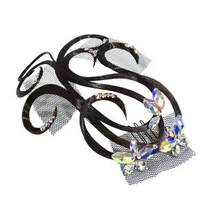 【オーダー可能】多美咲 オーナメント XR022 ストーン 付き 全18色 社交ダンスヘアアクセサリー 使いやすい 華やか 立体 サイド バック 艶タイプ 髪飾り カラバリあり ヘアピース 競技 デモ パ